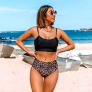 XL leopard strappy back swimsuit